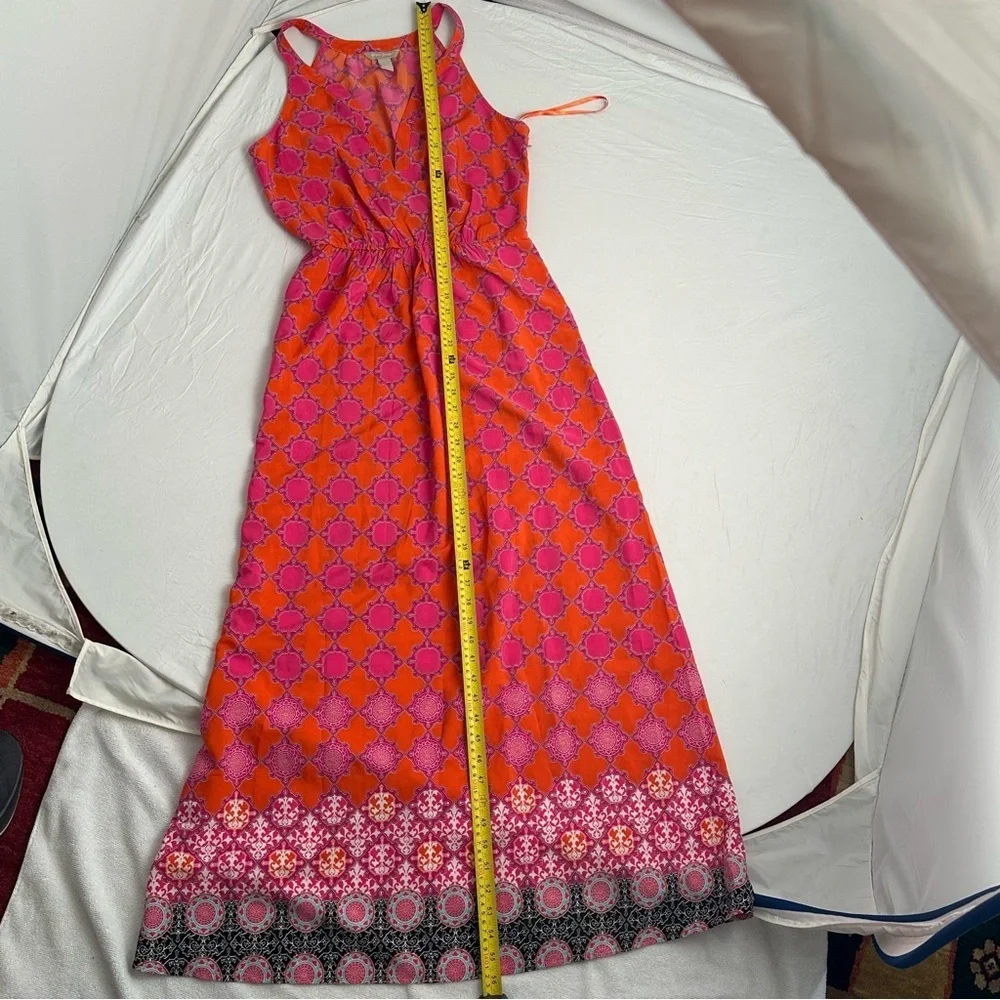 Banana Republic orange and pink print v-neck maxi dress 6 - Picture 11 of 11